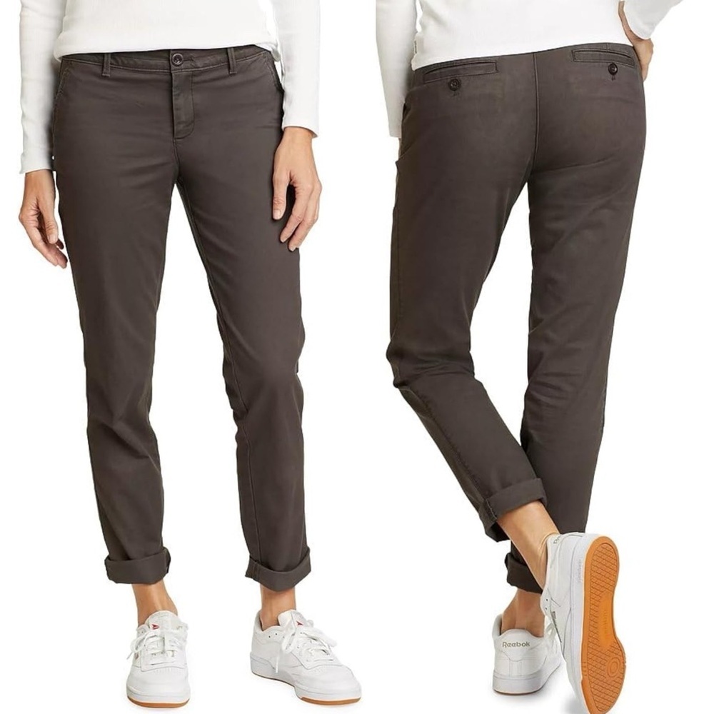 Eddie Bauer Legend Wash Boyfriend Pant Size 10 Mid Rise Slim Carbon Stretch